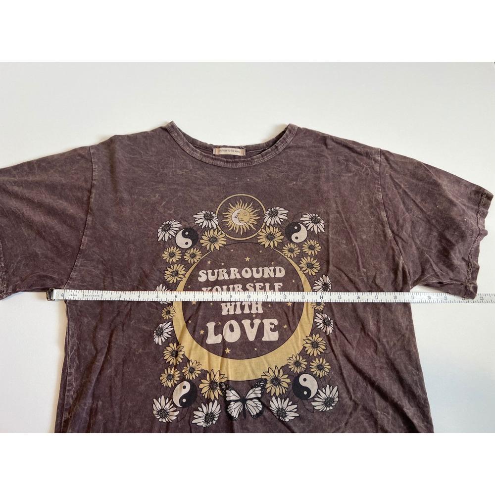 Caution To The Wind Brown Mineral Wash Graphic Crop T-Shirt Medium - Picture 7 of 8
